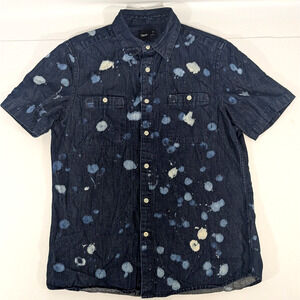 Paint Splatter denim shirt men size medium vintage button down Asos